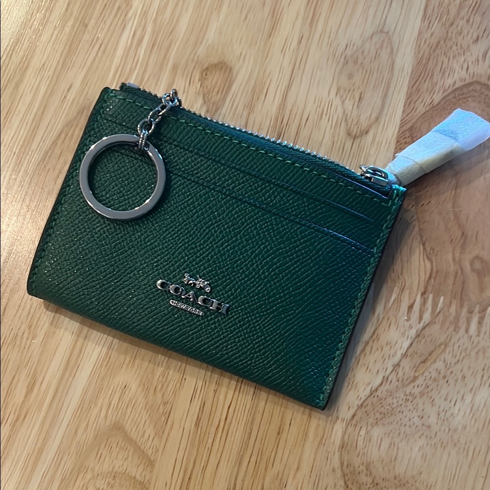 NWT Coach Green Leather ID Case & Coin Purse